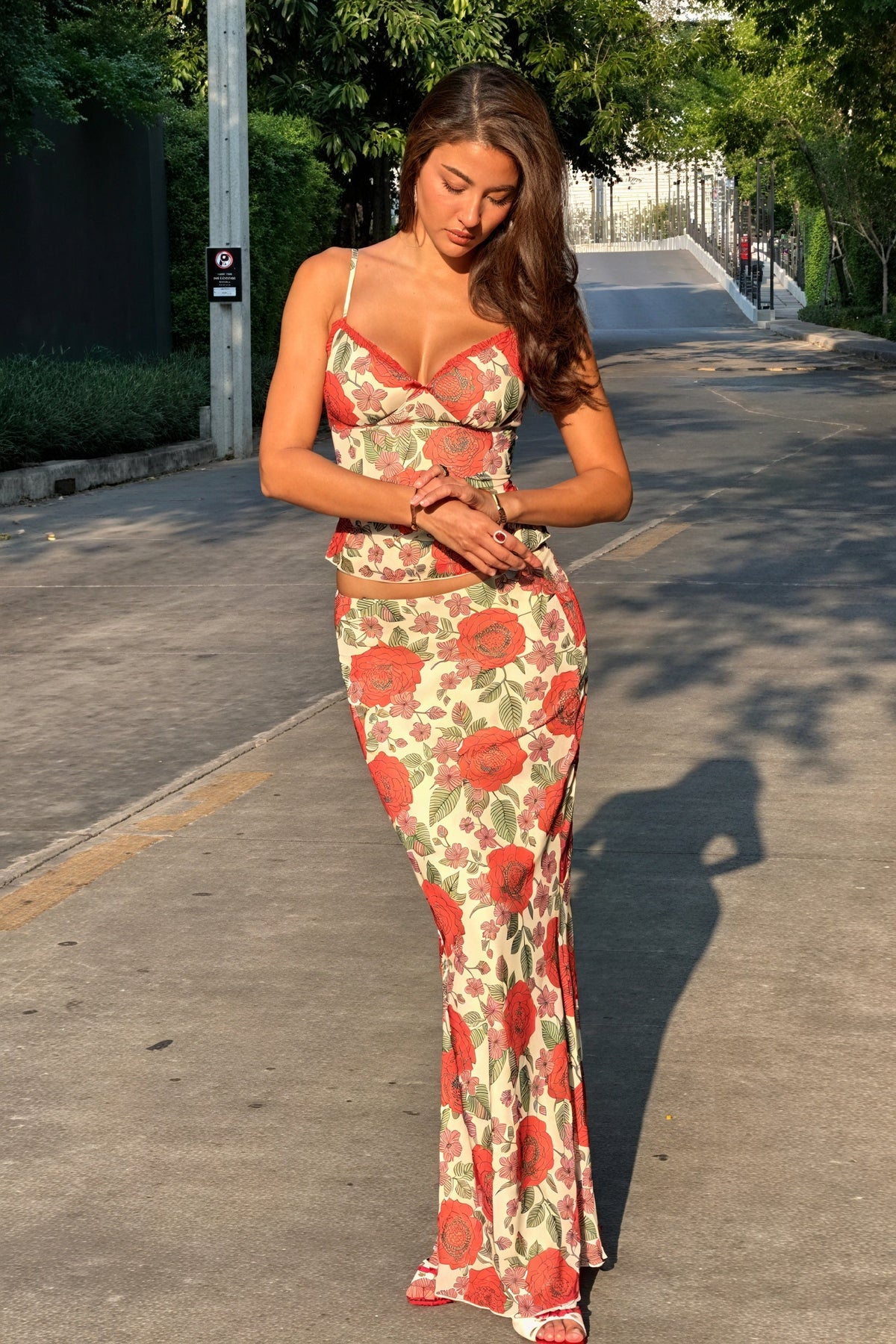 Romantisches zweiteiliges Maxi-Kleid