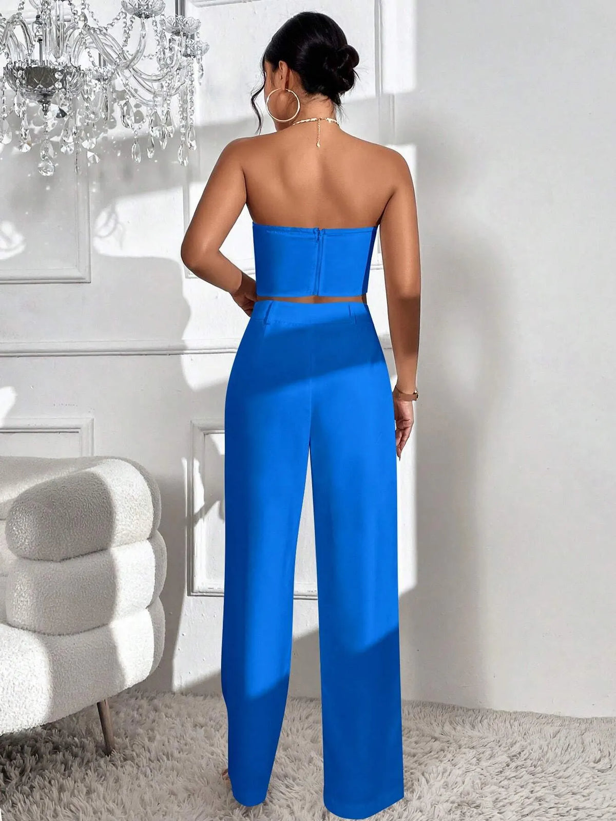Conjunto Feminino CalÃ§a e Cropped Azul Lys