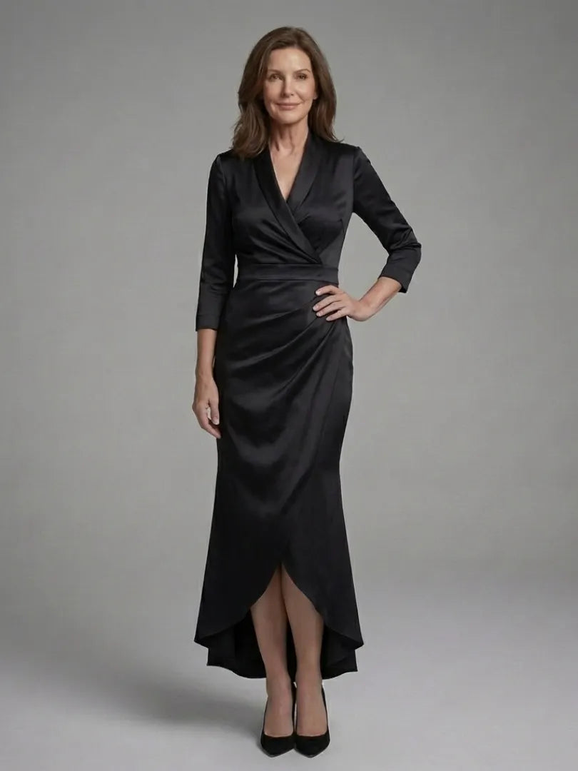 Celestine | Long Sleeve Wrap High Low Midi Dress