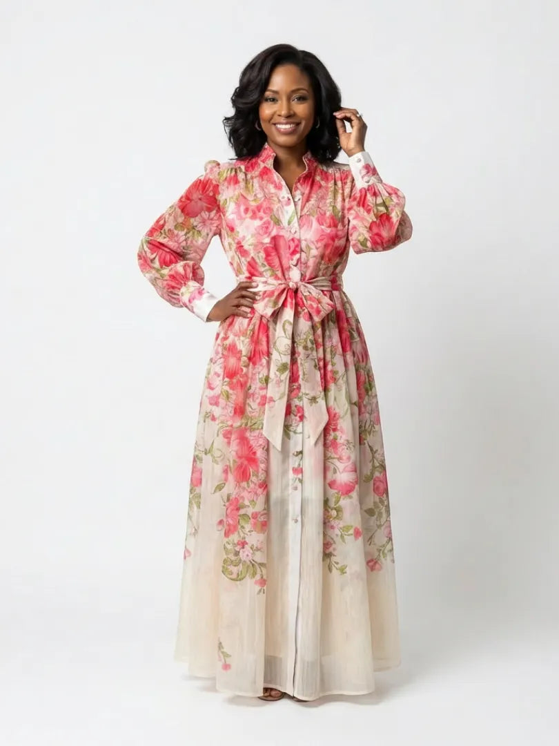 Cressida | Floral Sheer Long Sleeve Maxi Dress