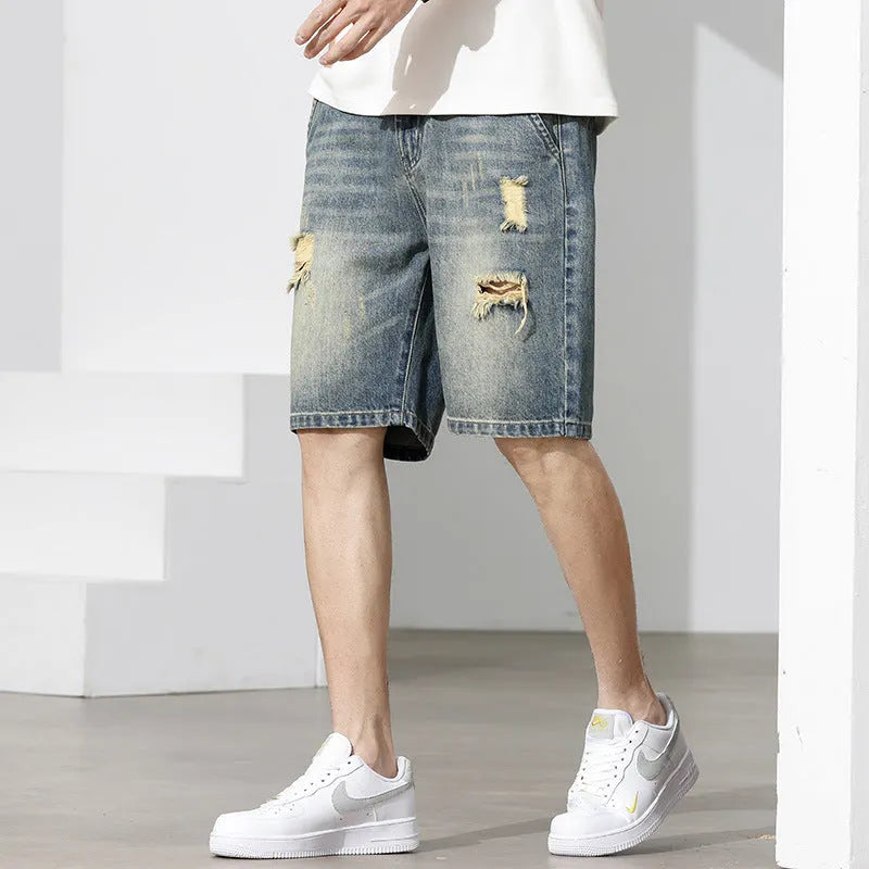 Herren Denim-Shorts mit stylischem Destroyed-Effekt und lässigem Schnitt