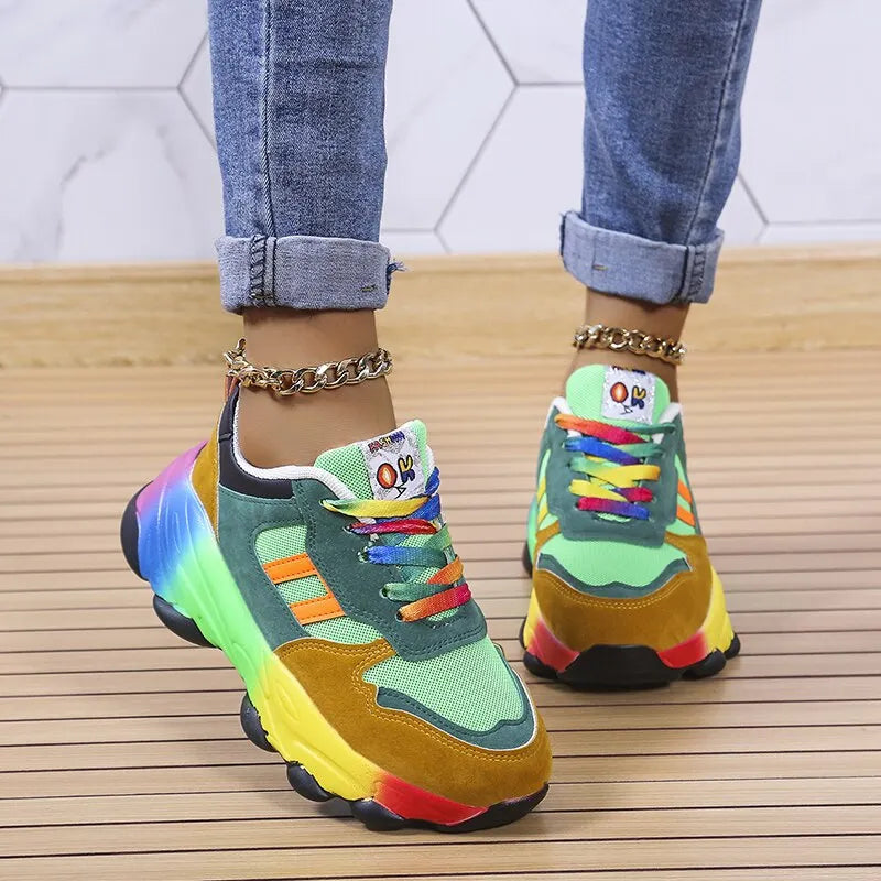- SwiftStep Bequeme Regenbogen Turnschuhe