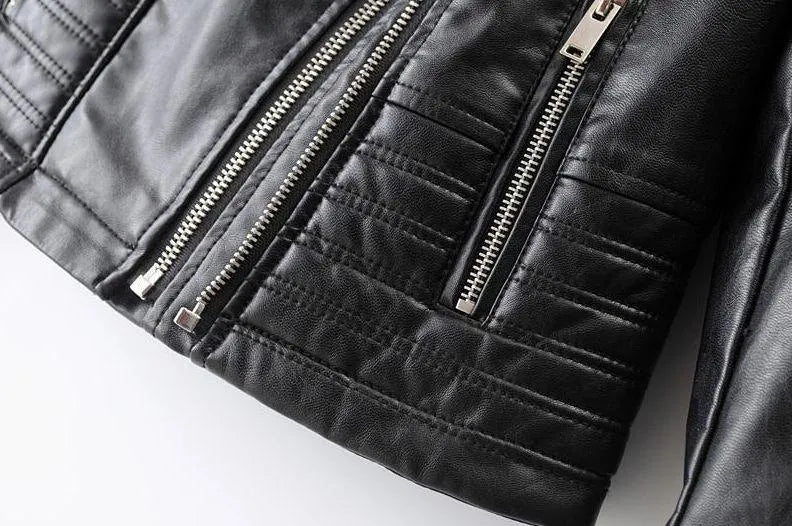 - Revers Reißverschluss Slim Fit Lederjacke