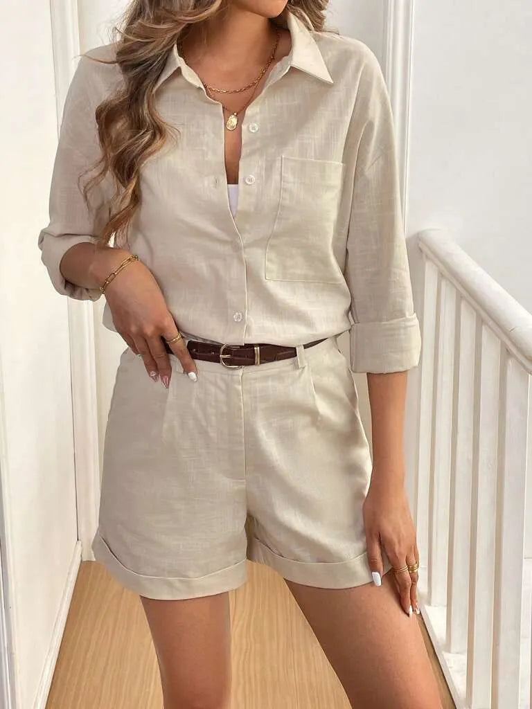 Conjunto Feminino Short e Blusa 100% AlgodÃ£o Jasmine Damasco