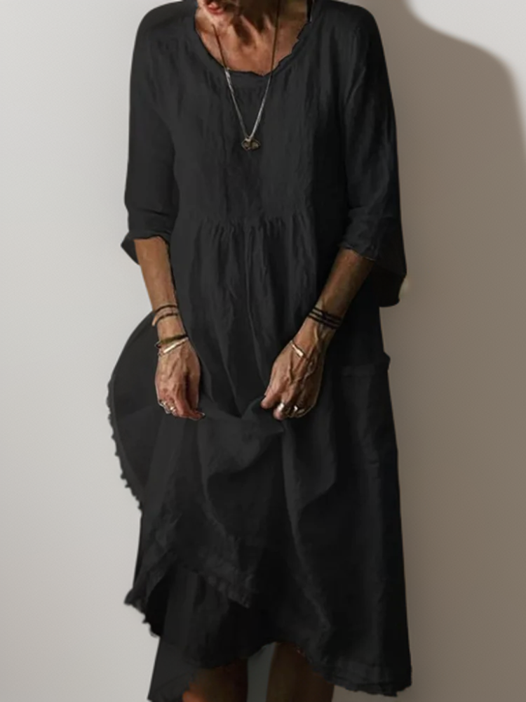Damen Leinen Kleid
