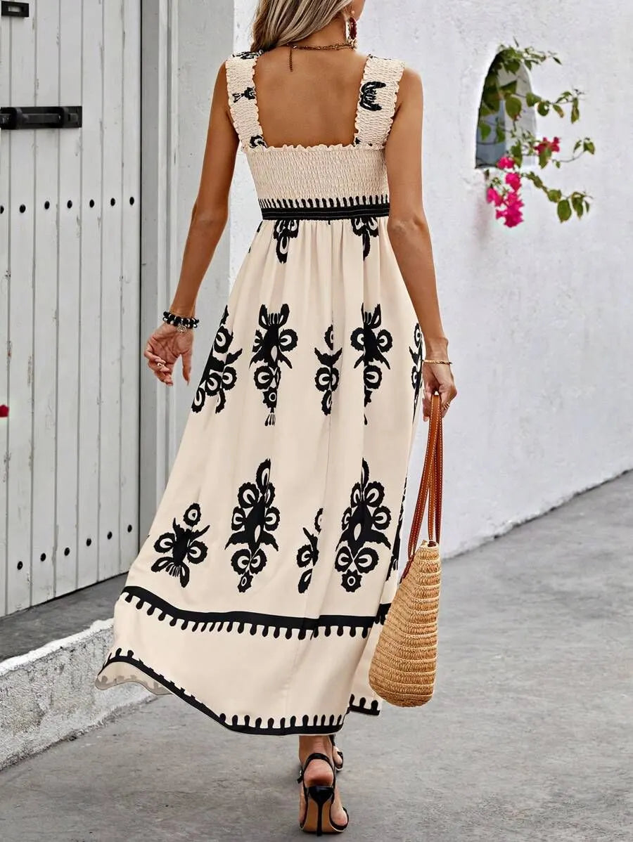 Apricotfarbenes Ã¤rmelloses TrÃ¤ger-Maxikleid