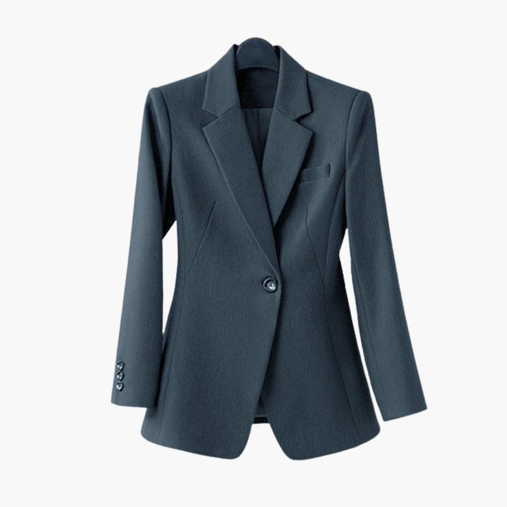 Women's Blazer Set with Single Button and Straight Leg Trousers