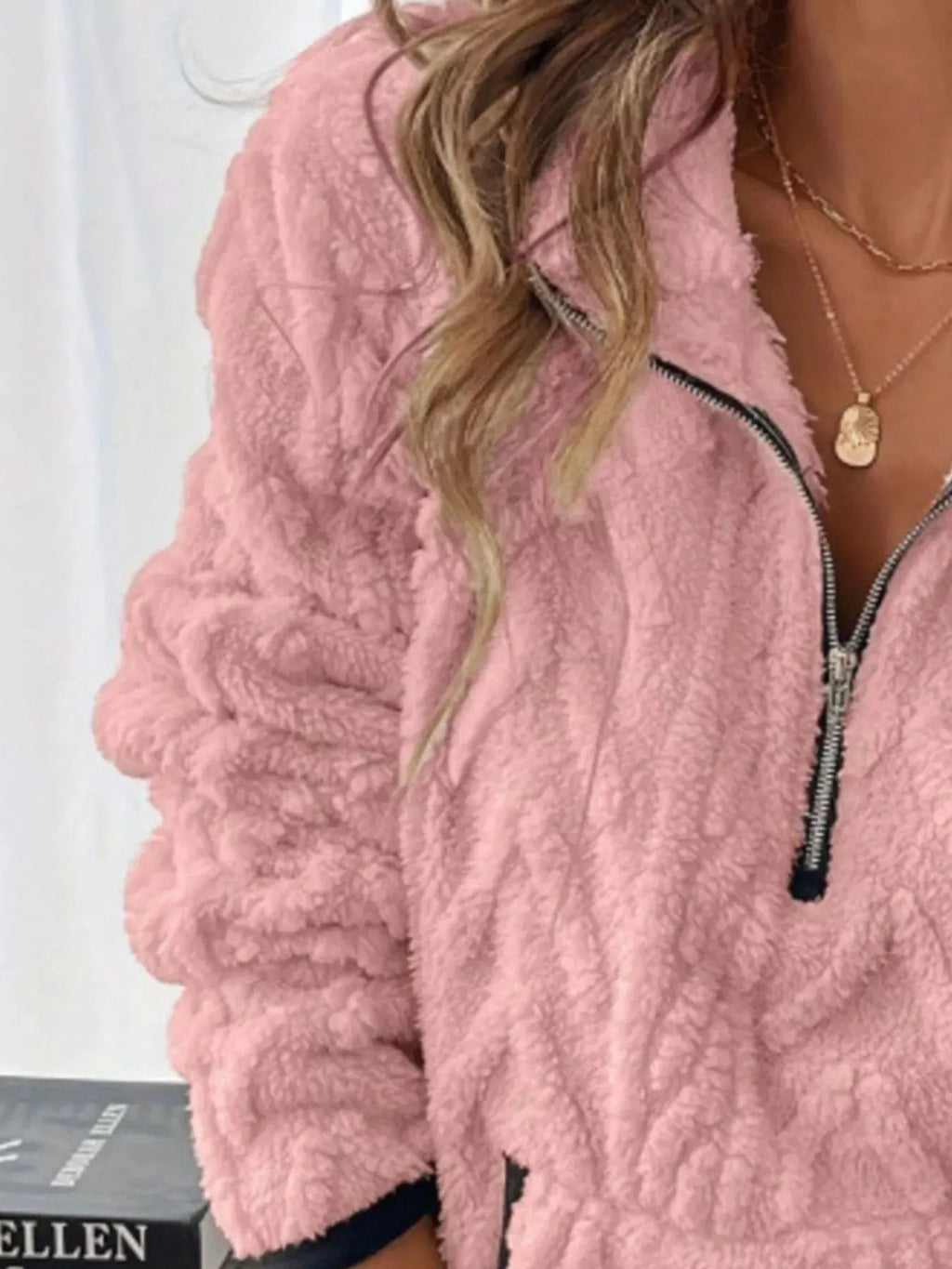 Full Size Sherpa Half Zip Sweatshirt Plus Size