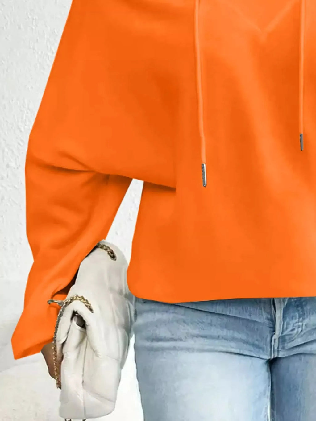 Full Size Off-Shoulder Drawstring Long Sleeve Top Plus Size