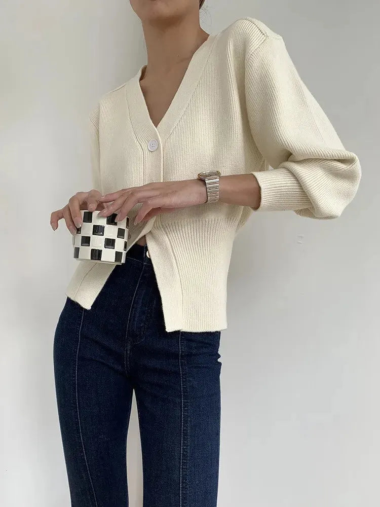 LIBANO | Dames Cardigan Met V-Hals En Knopen – Minimalistisch, Elegant & Veelzijdig Perfect voor Herfstseizoen