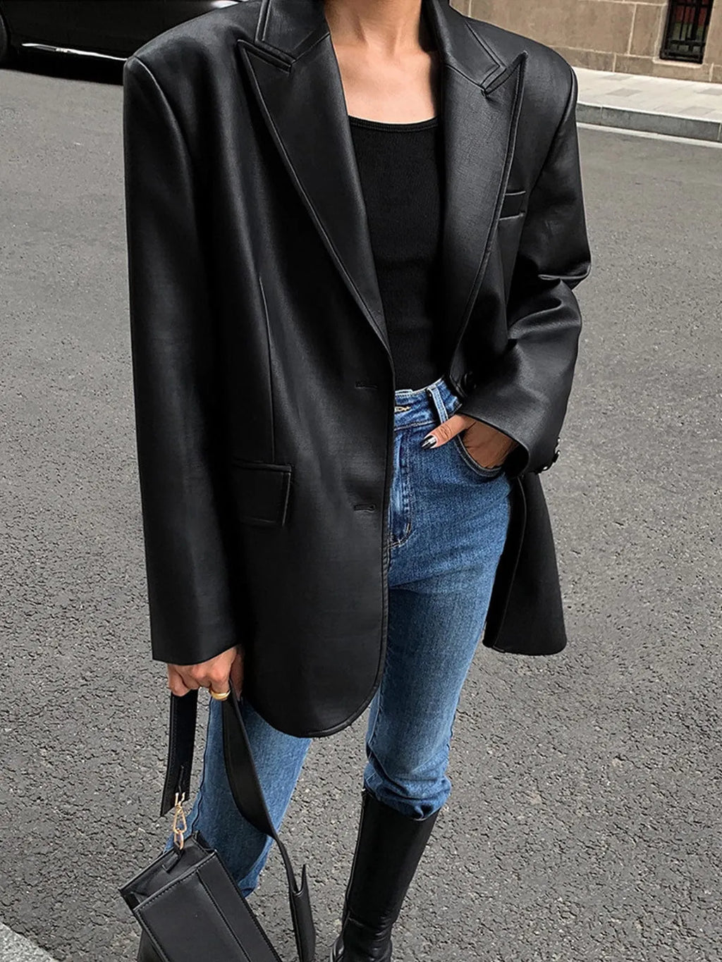 ELISSA | Oversized Leren Blazer Voor Dames - Stijlvol, Veelzijdig & Modieus