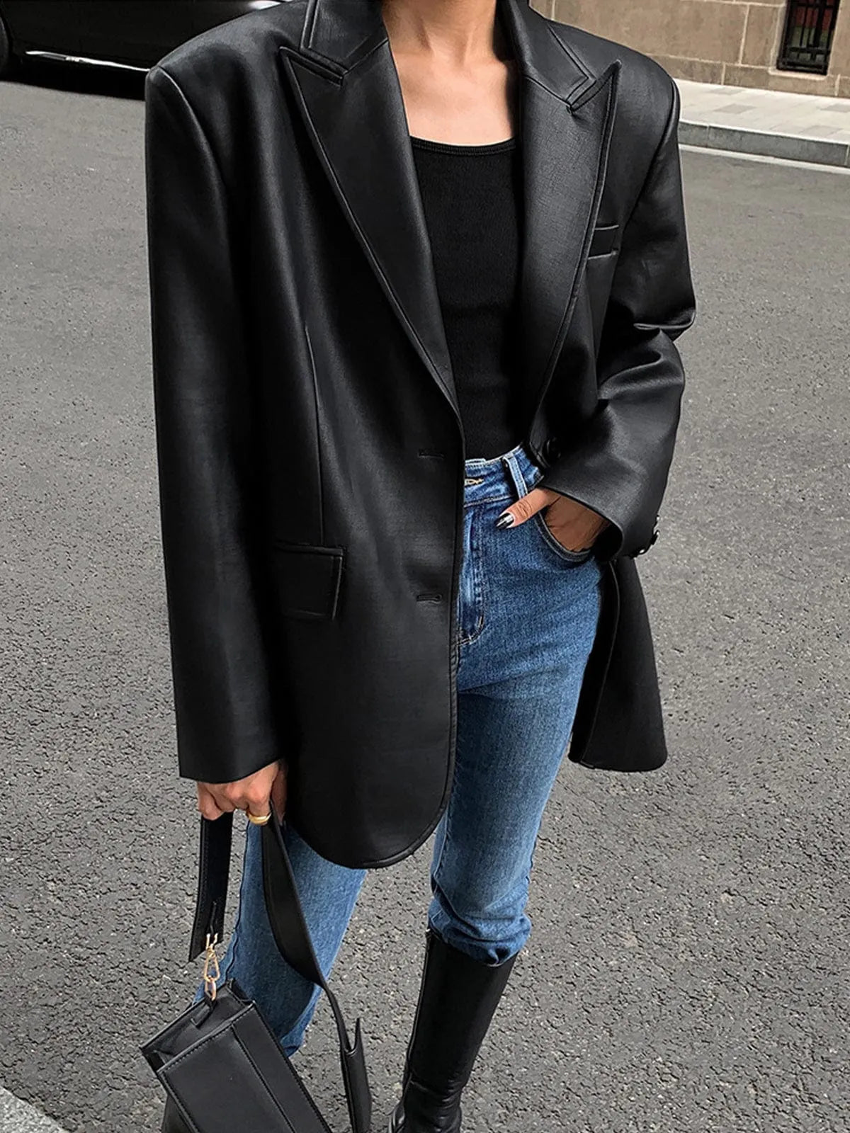 ELISSA | Oversized Leren Blazer Voor Dames - Stijlvol, Veelzijdig & Modieus