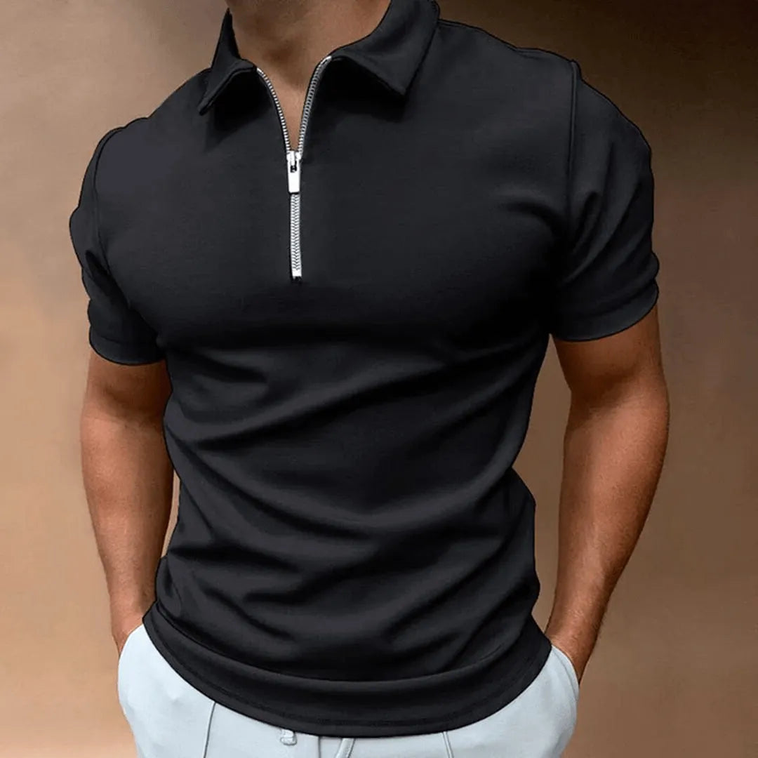 Herren Polo Shirt Polo Mit ReiÃŸverschluss Und Kragen Klassisches Design & Elegant