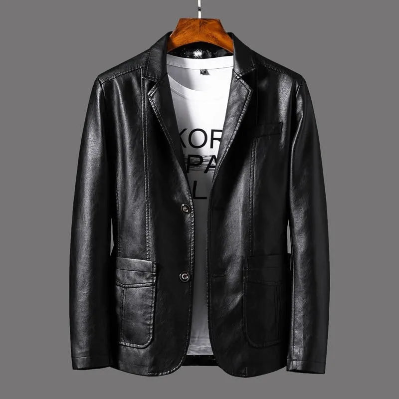Stilvolle Leder Herren Blazer Klassischer Schnitt