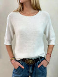 Full Size Ribbed Knit Round Neck Sweater Plus Size