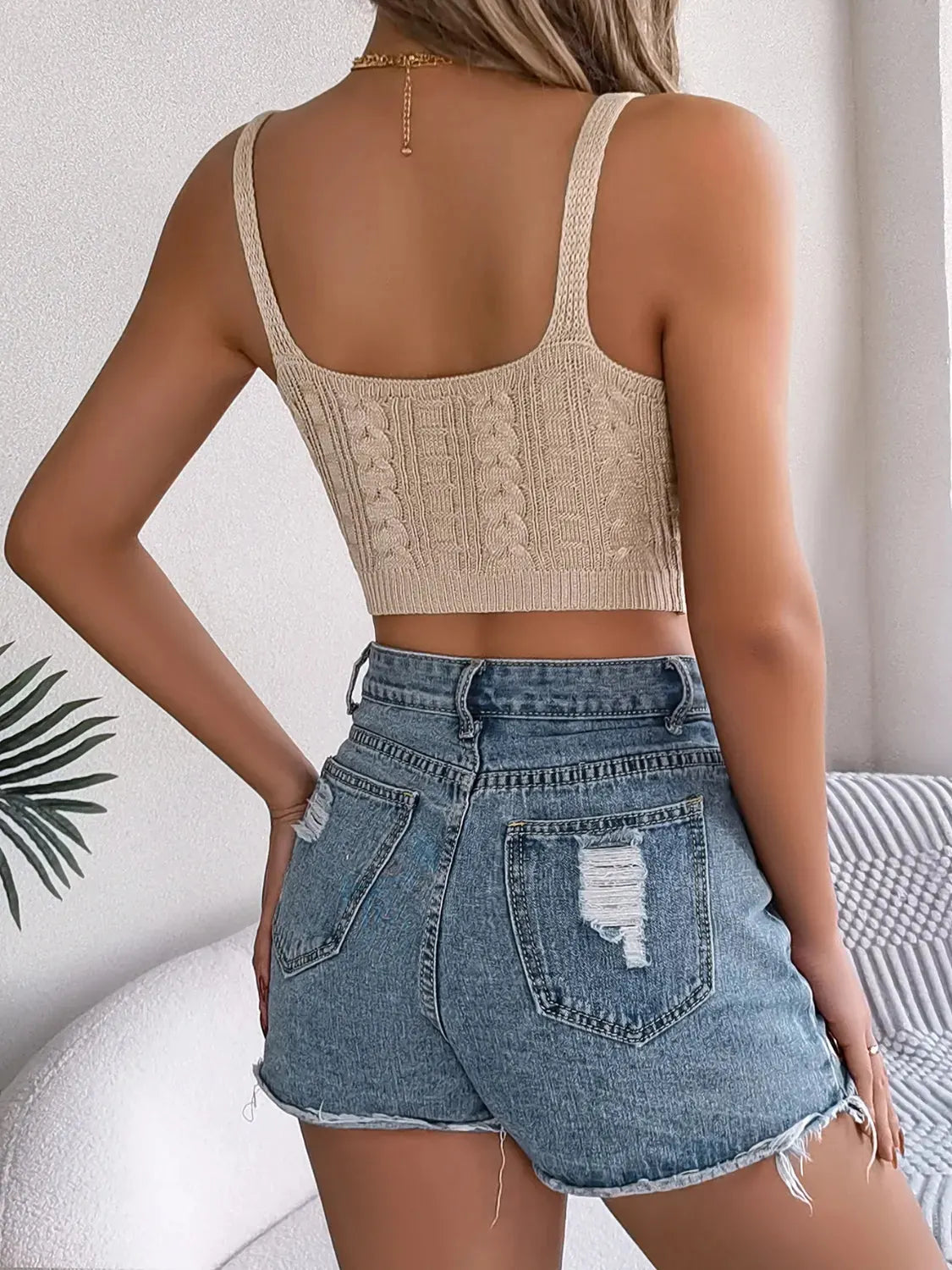 Cable-Knit Short Cami