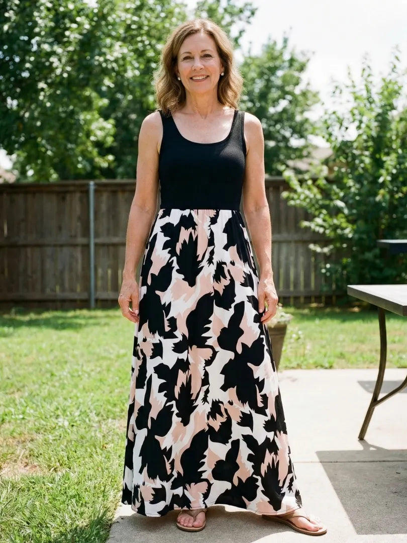 ZÃ©phira | Sleeveless Scoop Neck Printed Maxi Dress