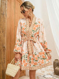 ELVIRE | Bohemian Gebloemde Korte Vrouwenjurk Met Ceintuur â€“ Licht, Elegant & Vrouwelijk