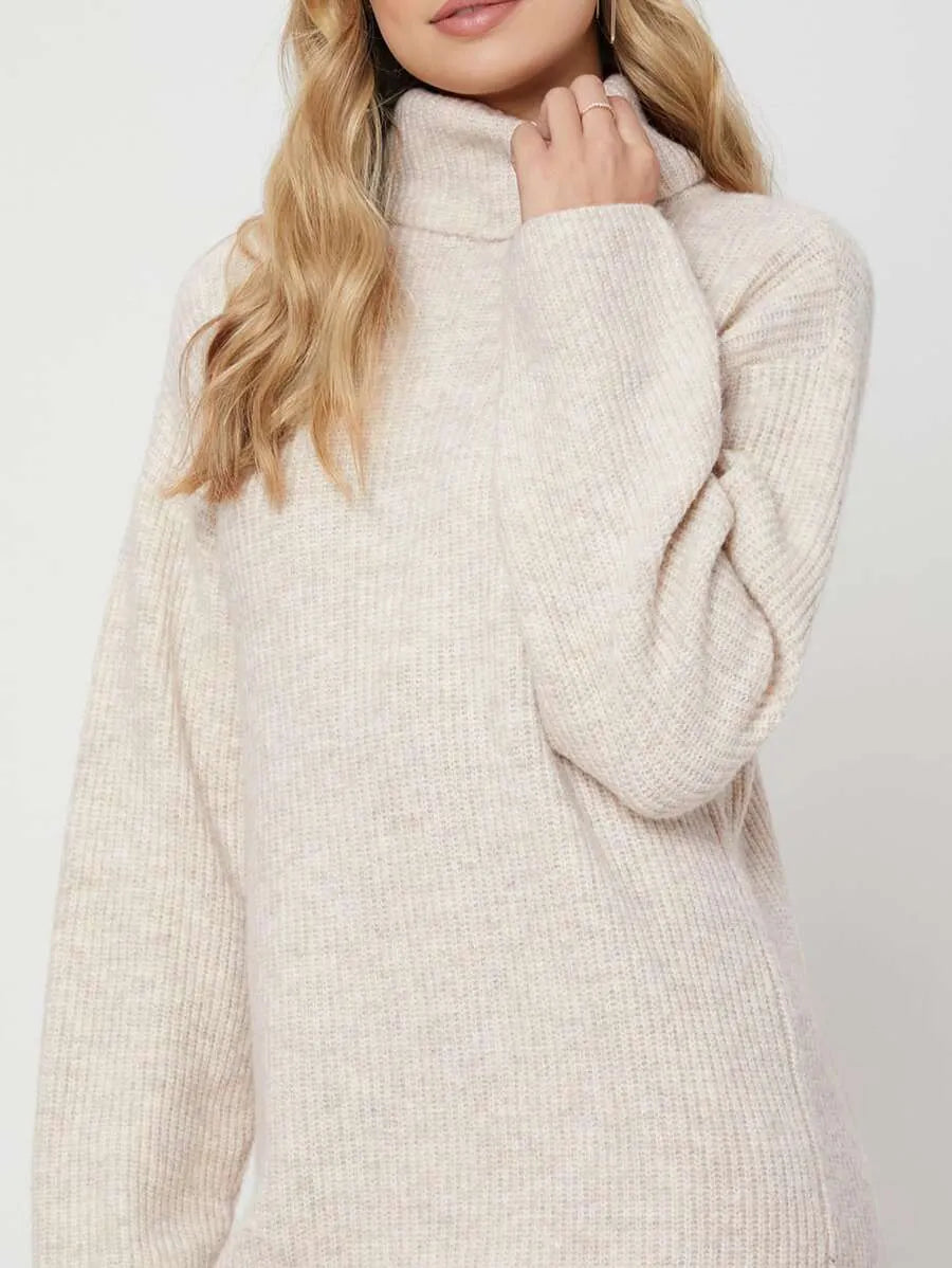 Vestido De Trico Paris Bege