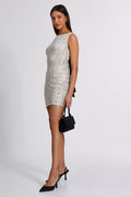 Festive Women's Mini Dress with Sequins and Large Bow