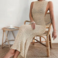 Robe longue de plage en maille ajourÃ©e