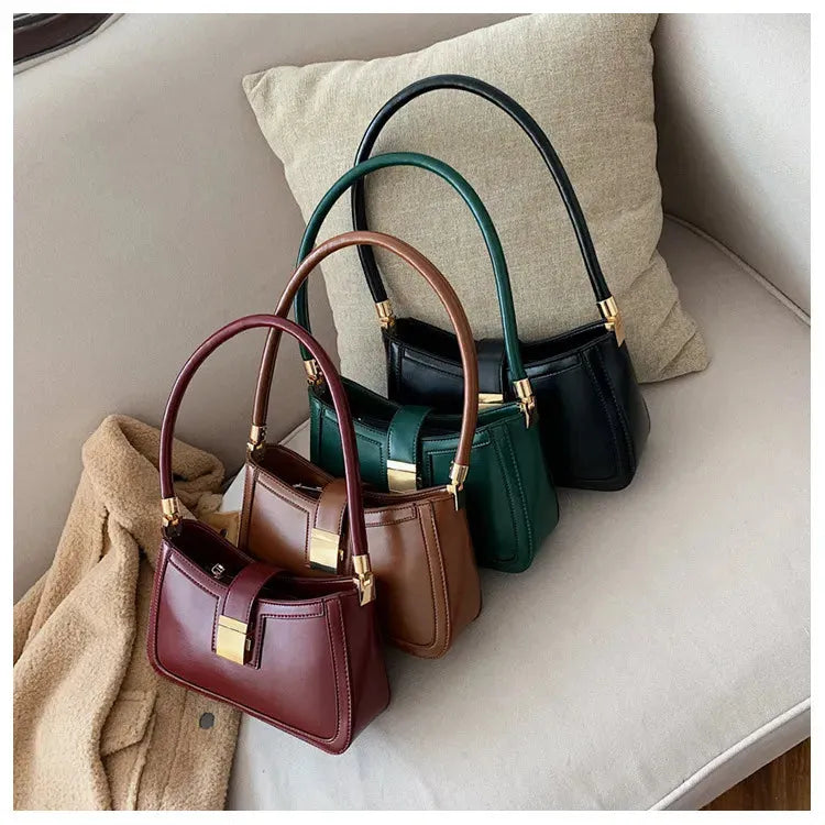 FLORE | Dames Leren Handtas Met Unieke Gesp Sluiting â€“ Gestructureerd Design Met Flap En Metalen Sluiting â€“ Tijdloos En Elegant