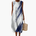 Womenâs Round Neck Sleeveless Midi Dress with Tie-Back
