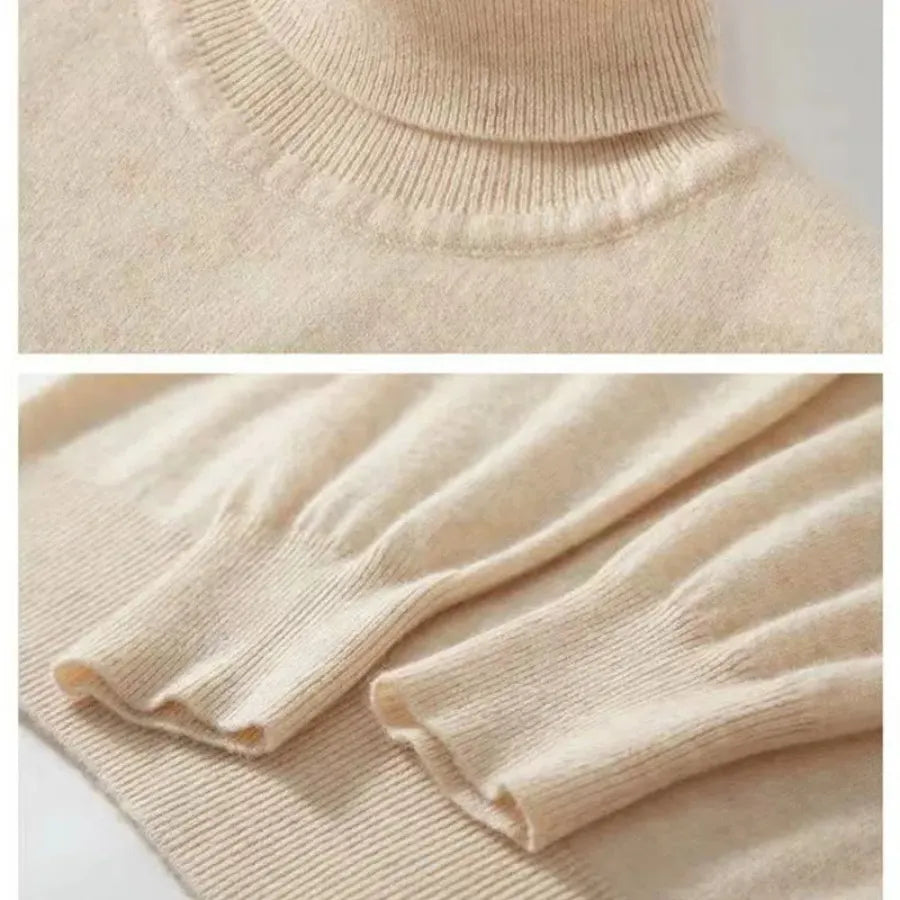 Herren Wollpullover Mit Rollkragen Und Schlankem Design