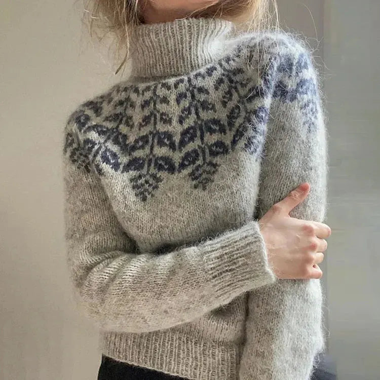 Knitted Warm Women's Turtleneck Sweater with Long Sleeves