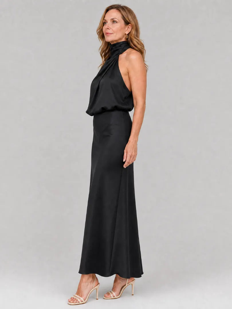 Nopal | Sleeveless Draped Neck Midi Dress