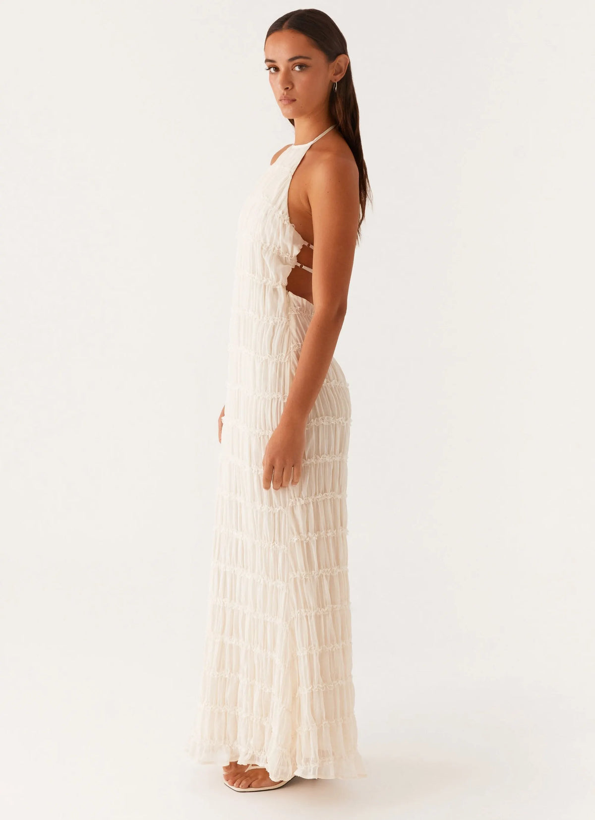 Texturiertes Halter Maxi-Kleid