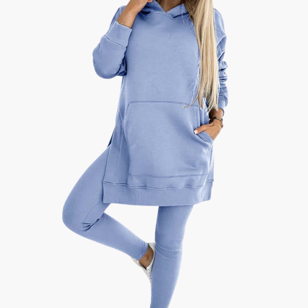 Womenâ€™s Two-Piece Hoodie and Leggings Set with Fitted Leggings