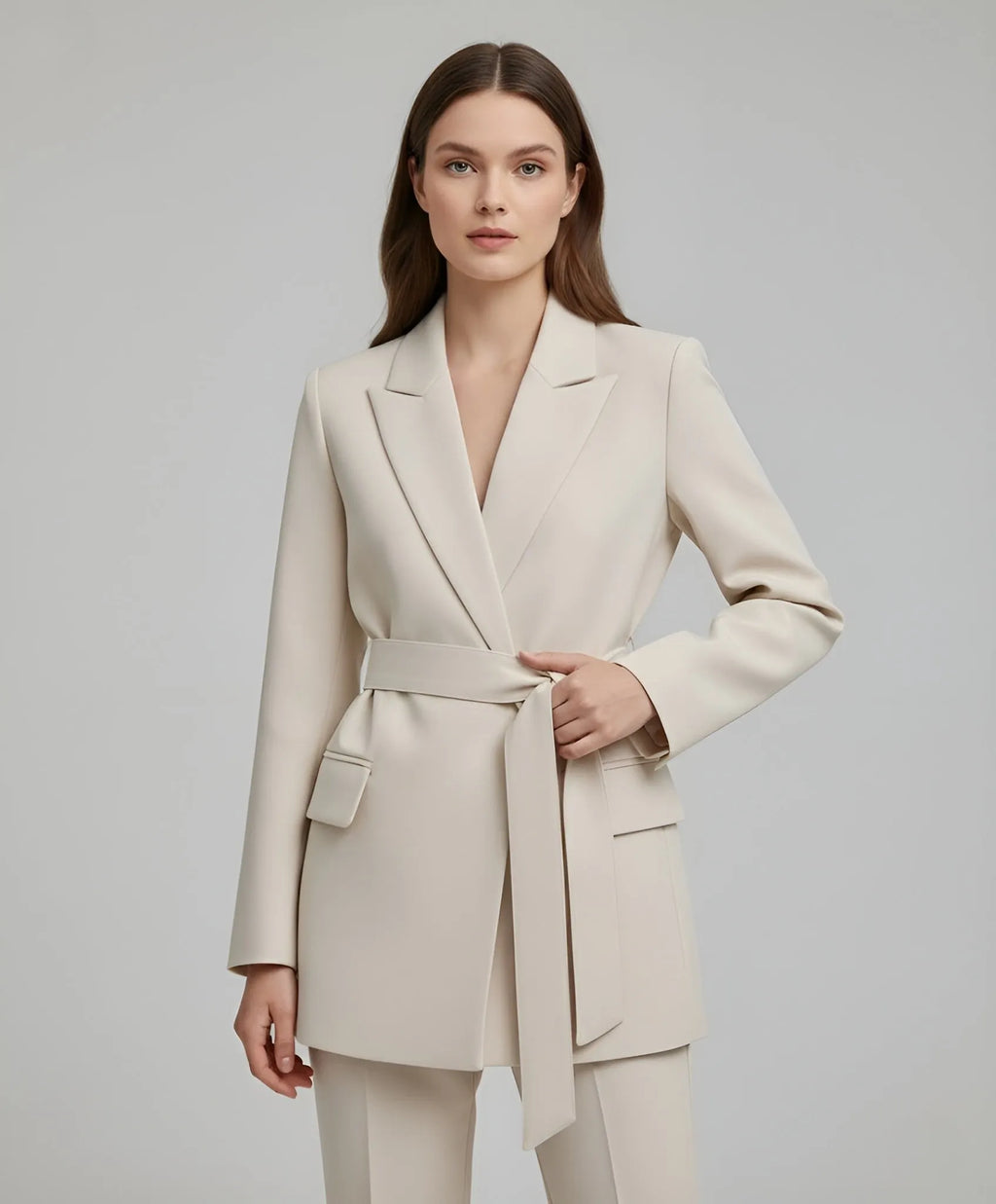 Elegante Dames Blazer Met Ceintuur â€“ Tijdloze Stijl Voor Ieder Moment