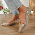 Glitzer Schuhe mit Niedrigem Absatz - Komfortabel und Stabil