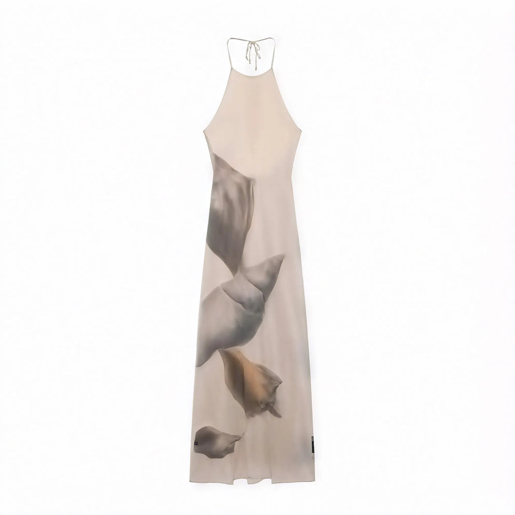 Halterneck Maxikleid – Einzigartiger Print, Strukturiert