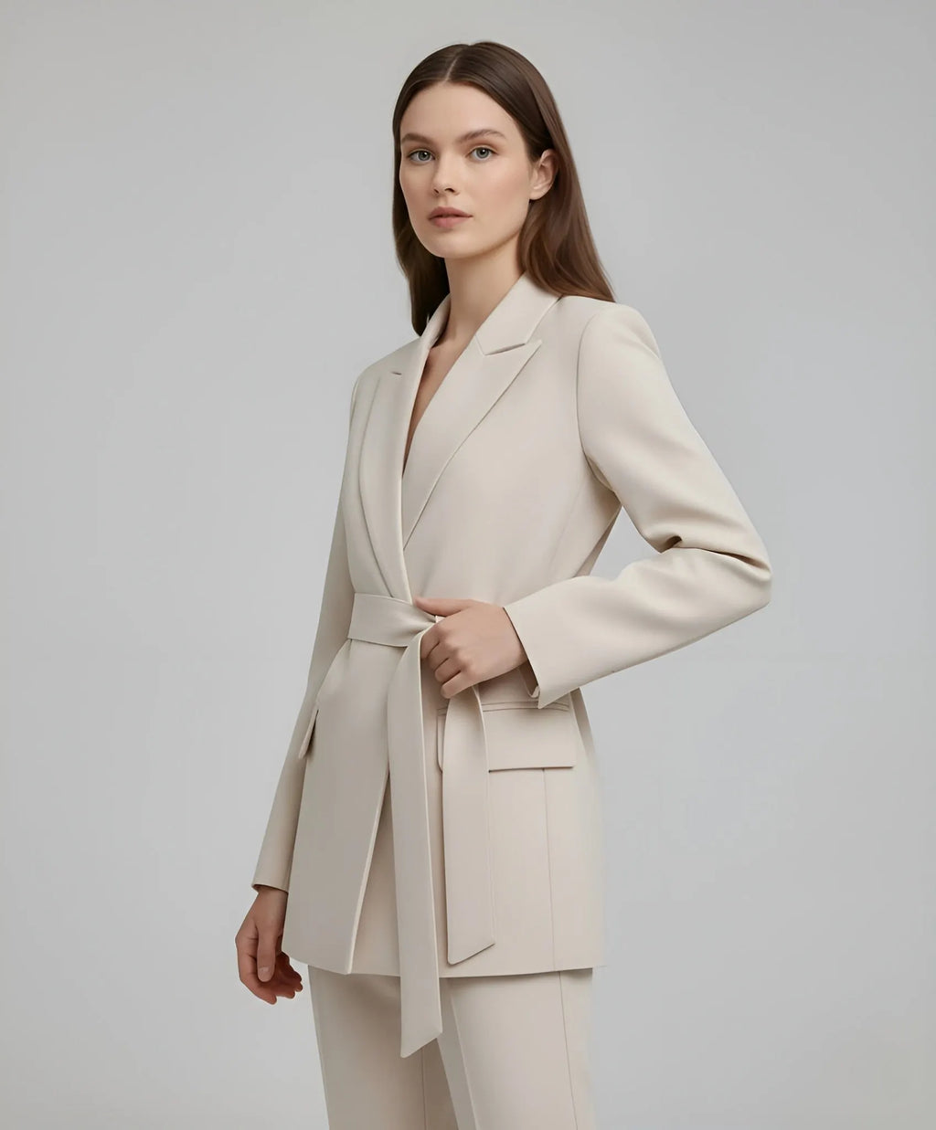 Elegante Dames Blazer Met Ceintuur â€“ Tijdloze Stijl Voor Ieder Moment