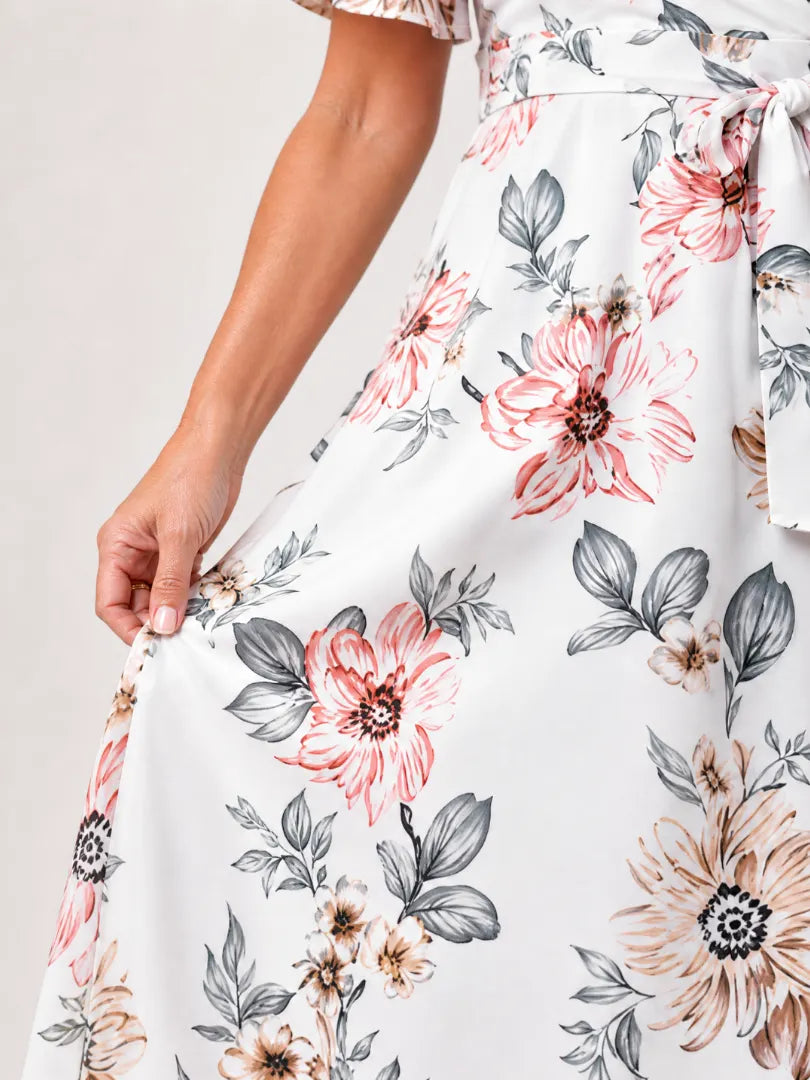 Meer | Floral Wrap Tie Midi Dress