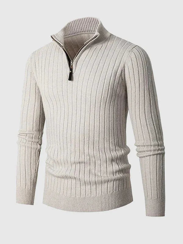 Herren Freizeitpullover Mit ReiÃŸverschluss Aus Kabelstrick