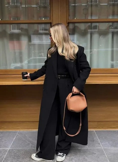 Stijlvolle Lange Trenchcoat voor Dames met Klassiek Ontwerp