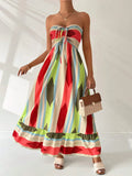 Vestido Longo GeomÃ©trico Multicolorido Bandeau