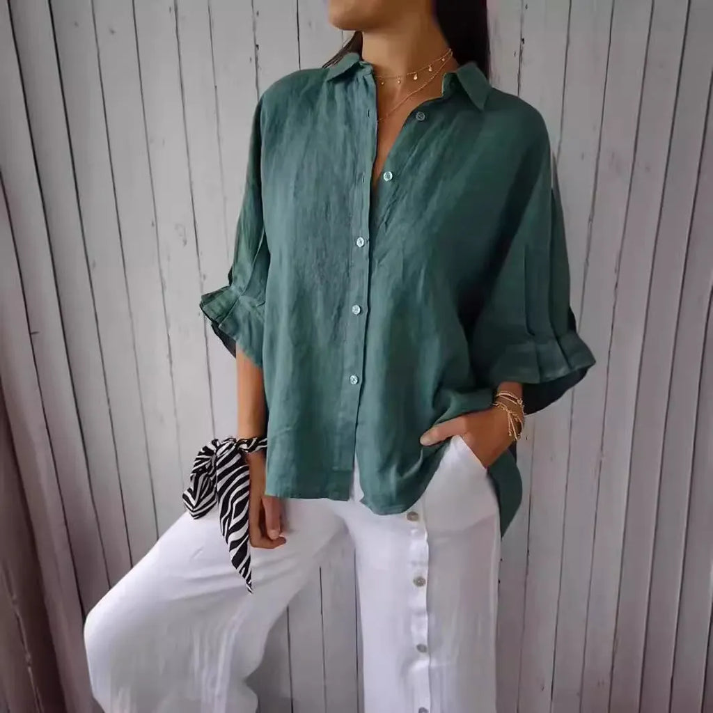 Damen Leichte Leinenbluse