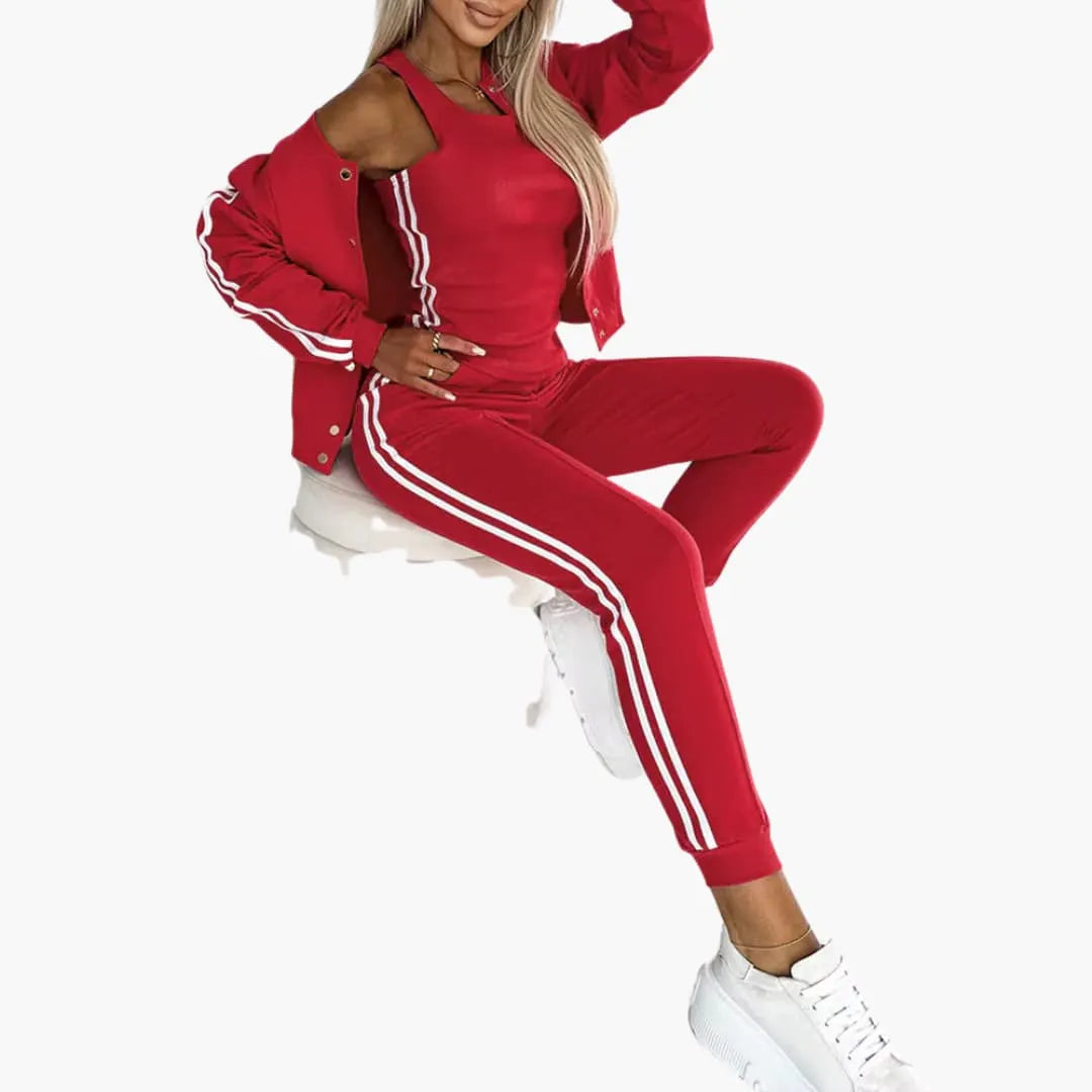 Womenâ€™s Three-Piece Set with Tank, Joggers, and Jacket