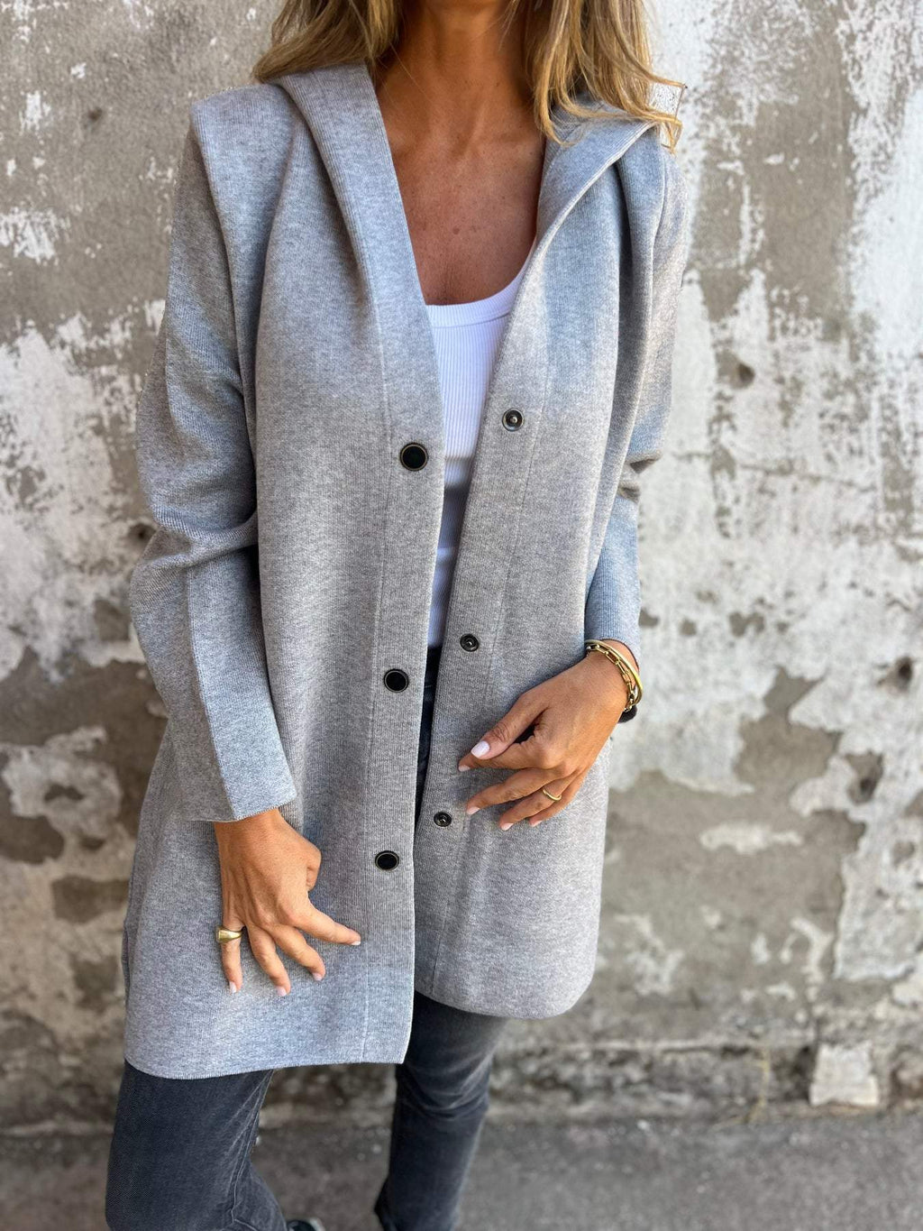 - LÃ¤ssige Einreiher Blazer Mit Kapuze
