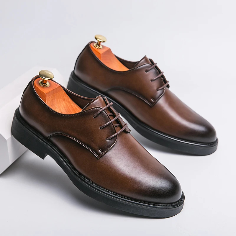 Elegante Herrenschuhe Aus Leder Mit Schnürung Und Rutschfester Sohle