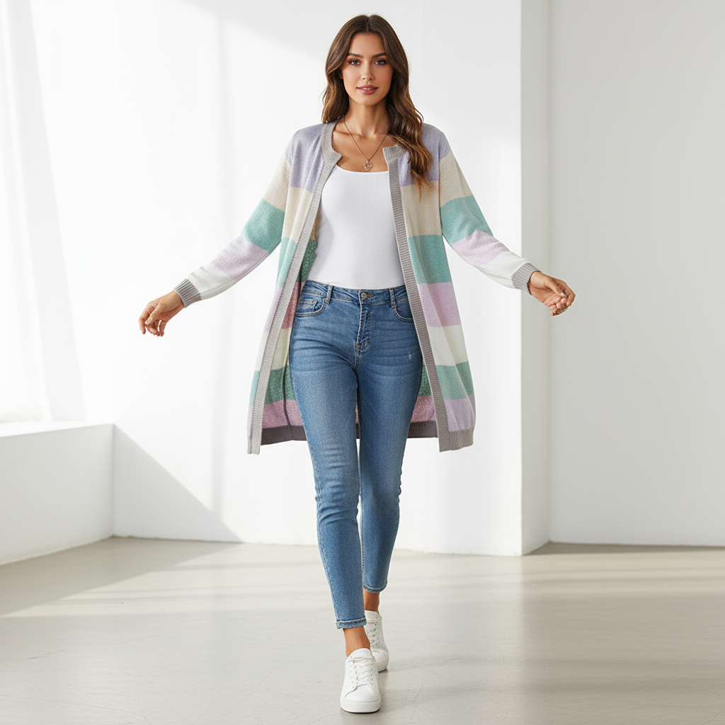 Pipers Zeitloser Colorblock Cardigan für Damen