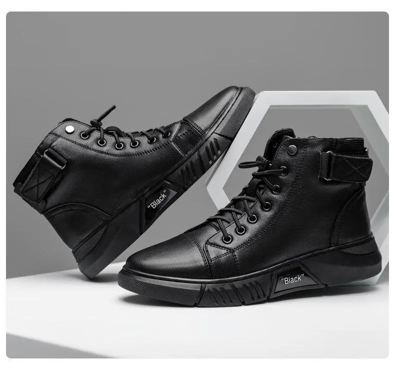 Martini - Robuste Herren-Lederstiefel aus schwarzem Leder