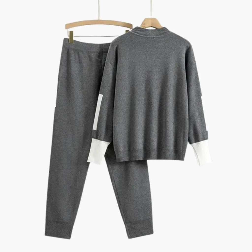 Womenâ€™s Two-Piece Sweater Set with Long Sleeves and High-Neck Collar