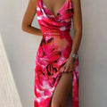 Damen-Maxikleid mit tropischem Muster