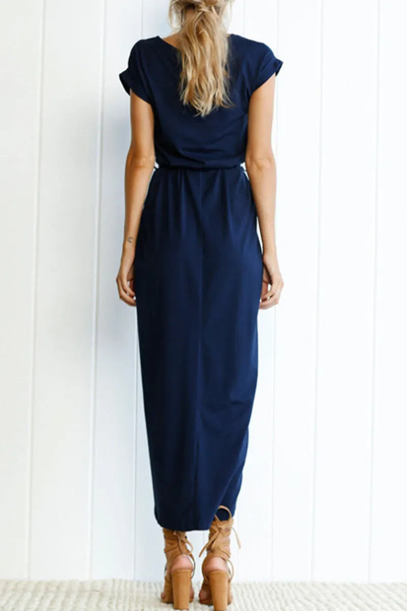 Fashion Casual Solid Frenulum O Neck Irregular Dresses