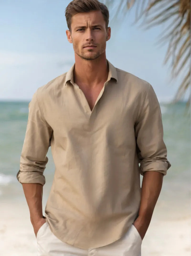 Herren Stilvolles Leinenhemd Elegant Im Sommer FÃ¼r MÃ¤nner